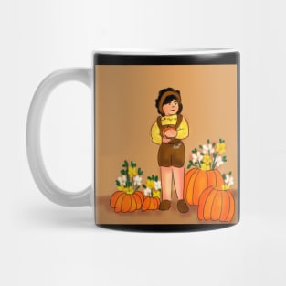 Little girls pumkins and flower Mug